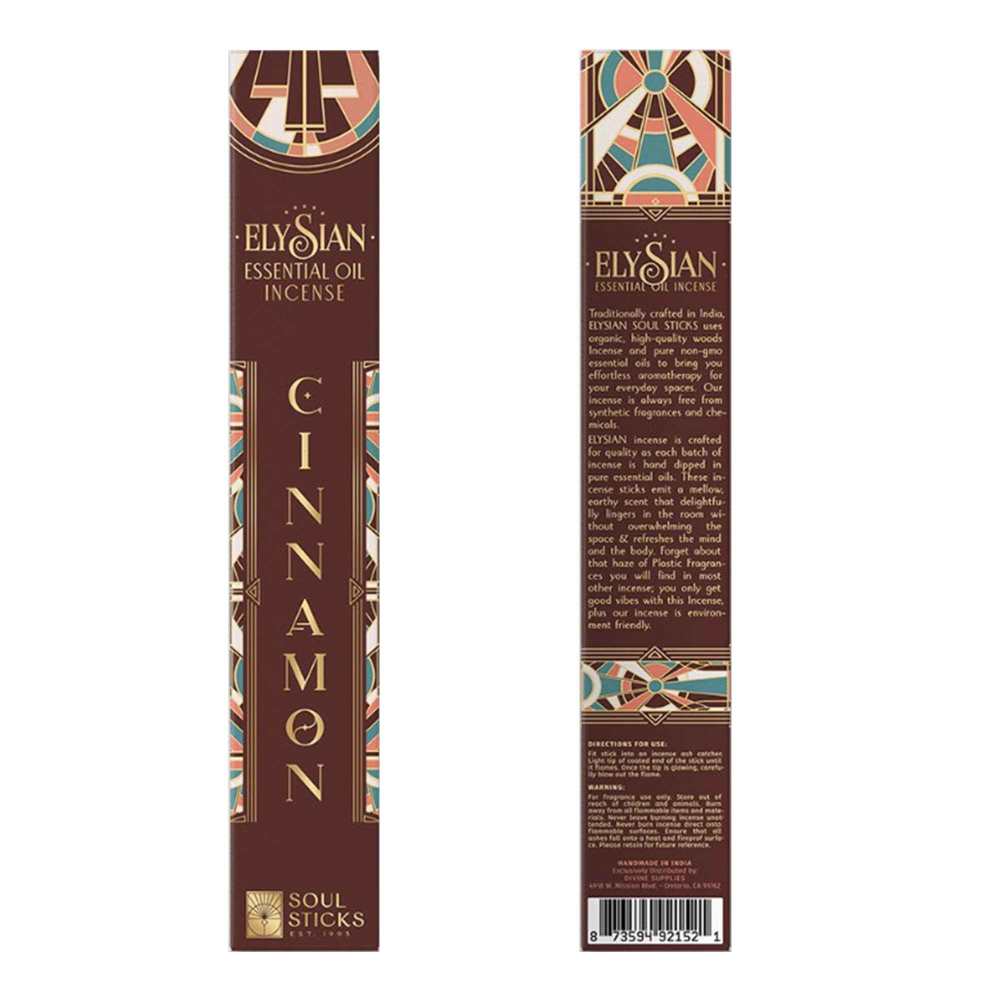 Cinnamon Essential Oil Incense 10 Sticks Elysian