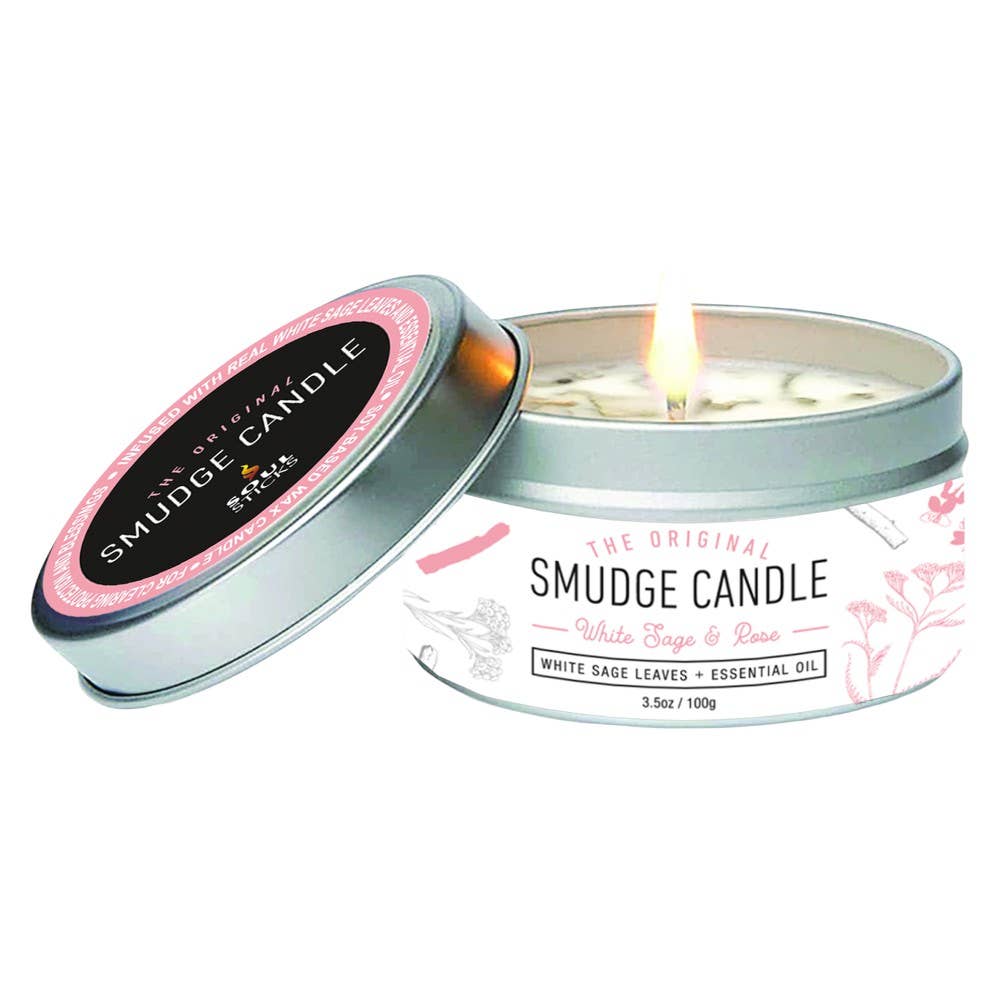 White Sage & Rose Soy Smudge Travel Tin Candle 100gms