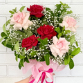 Half Dozen Pink and Red Rose Box Arrangement
