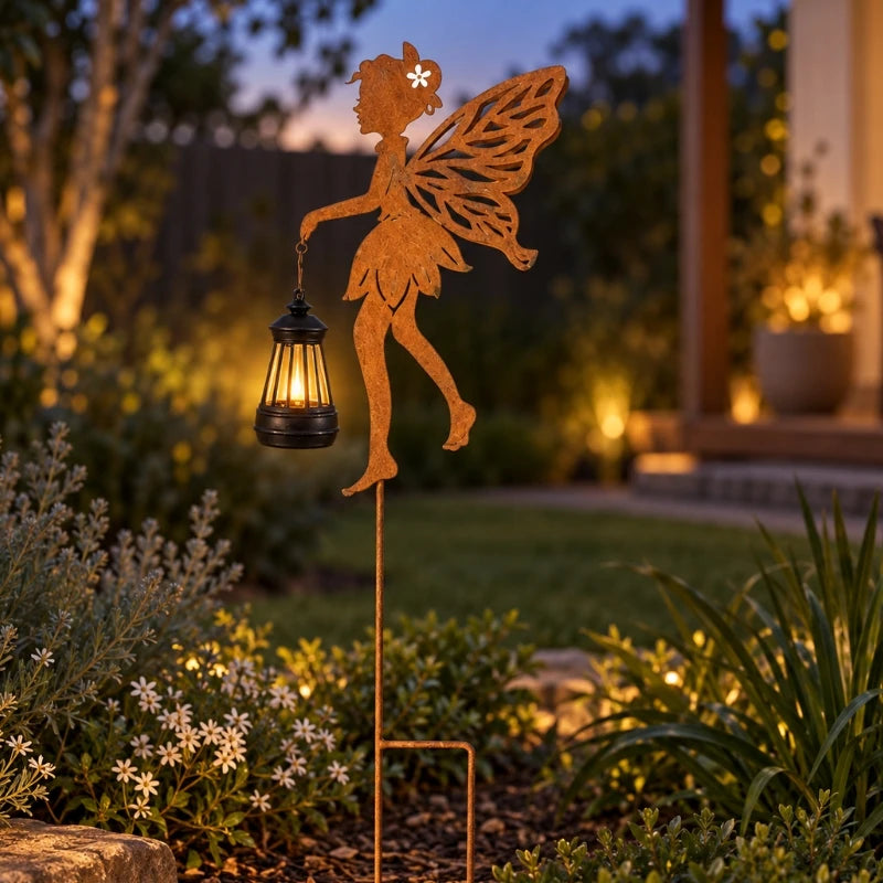 Fairy Garden Stake With Solar Lantern