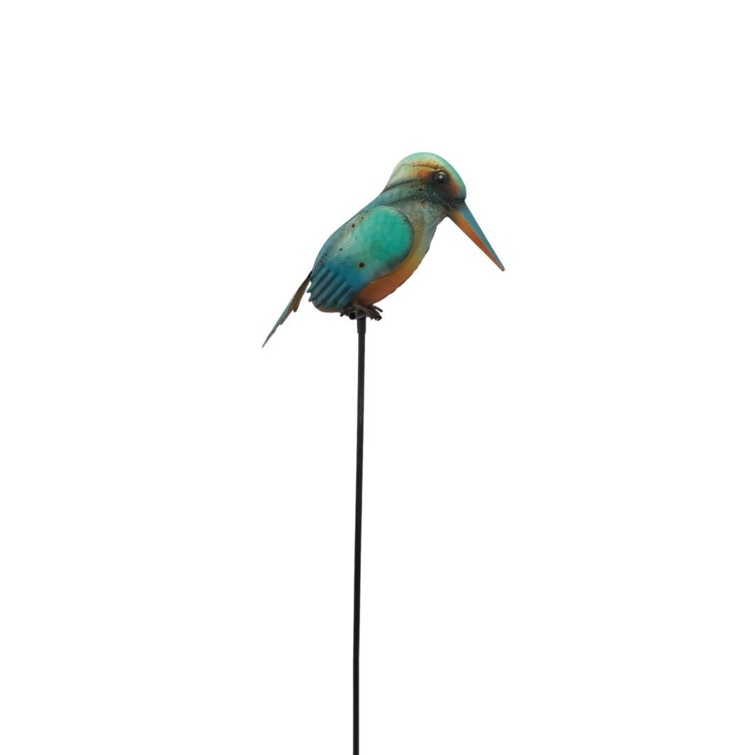 Hand painted kingfisher stake