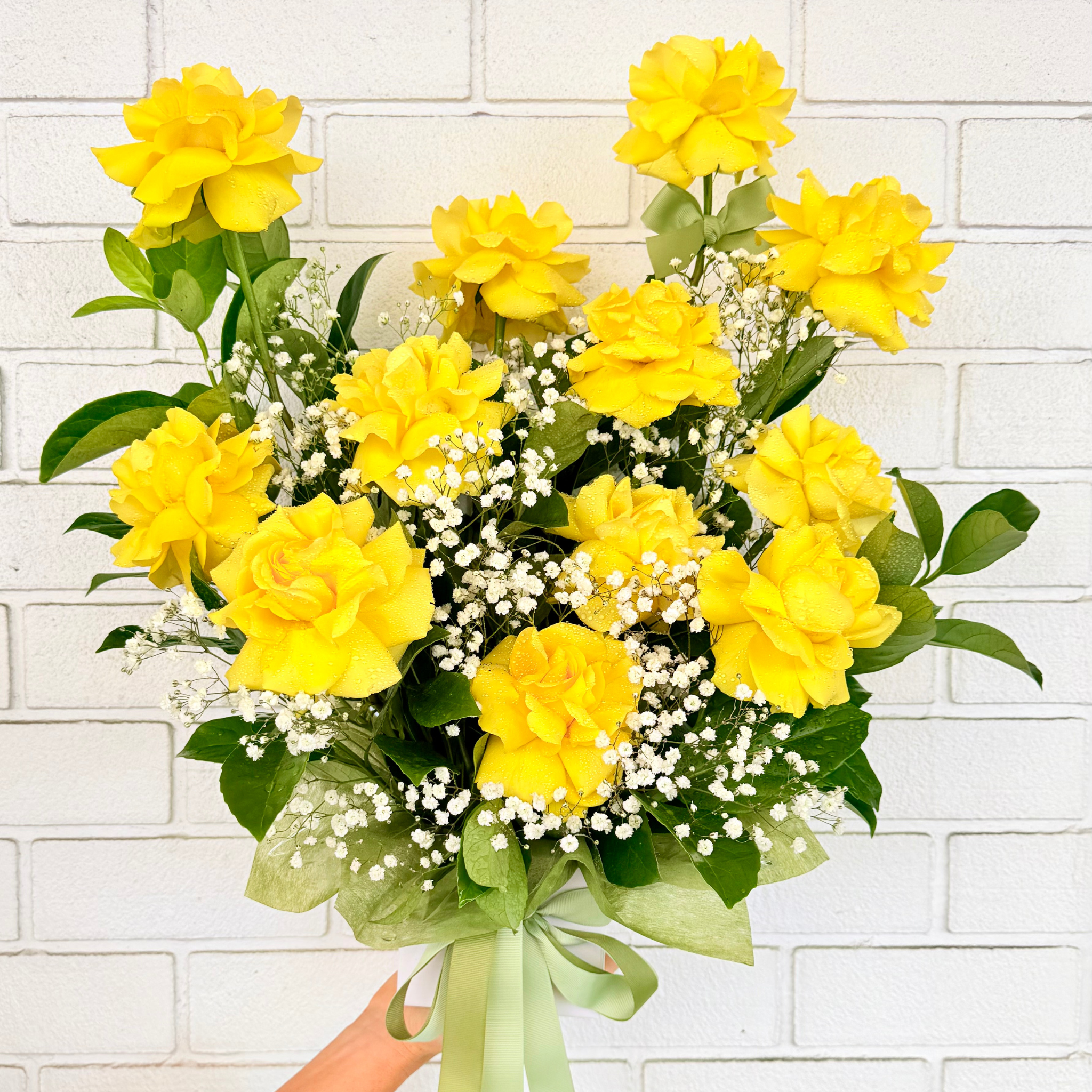 Yellow Dozen Rose Box Arrangement