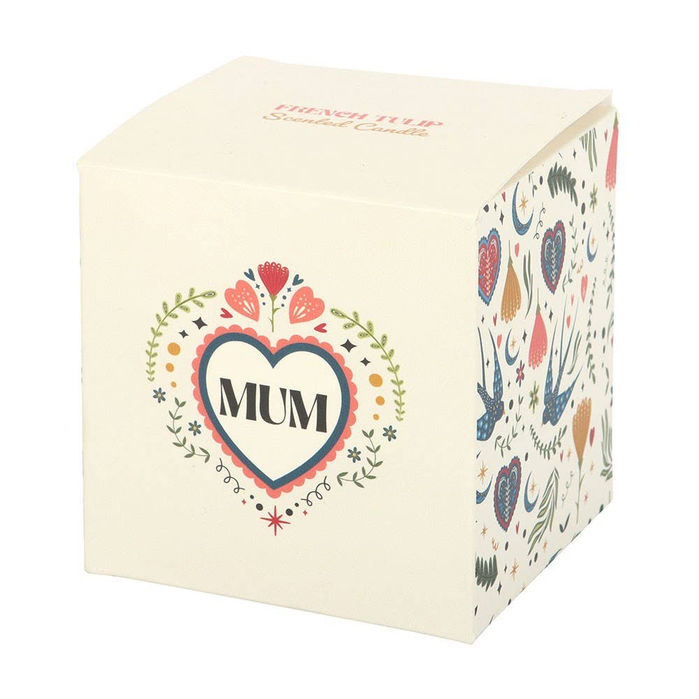 Mum Folk Heart French Tulip Candle