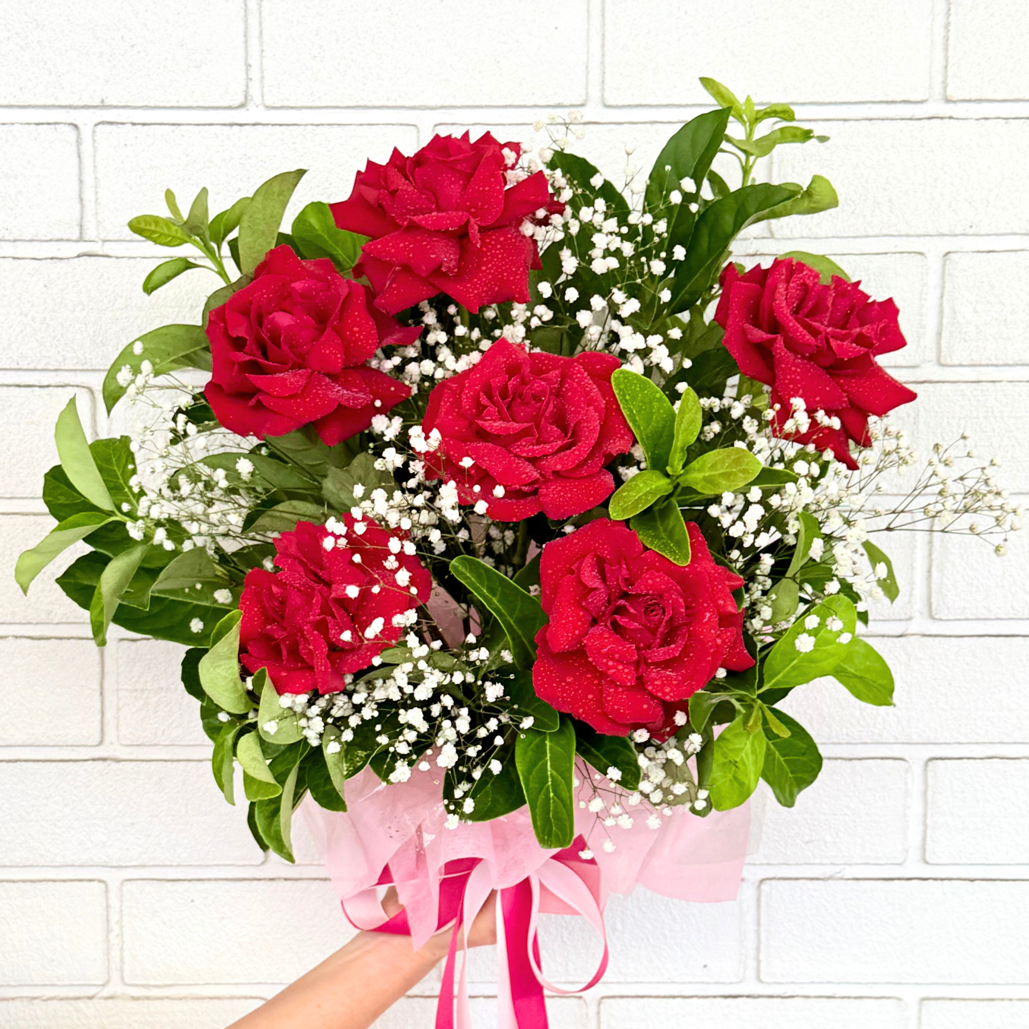Half Dozen Red Rose Box Arrangement